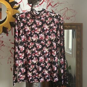 Maison D'Amelie Anthropologie Women Floral Long Sleeve Turtleneck Size S